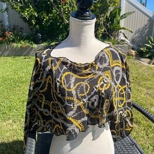 Shawl with Black and Yellow Chain pattern